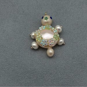 Pearl Turtle Pendant with Colorful Accents